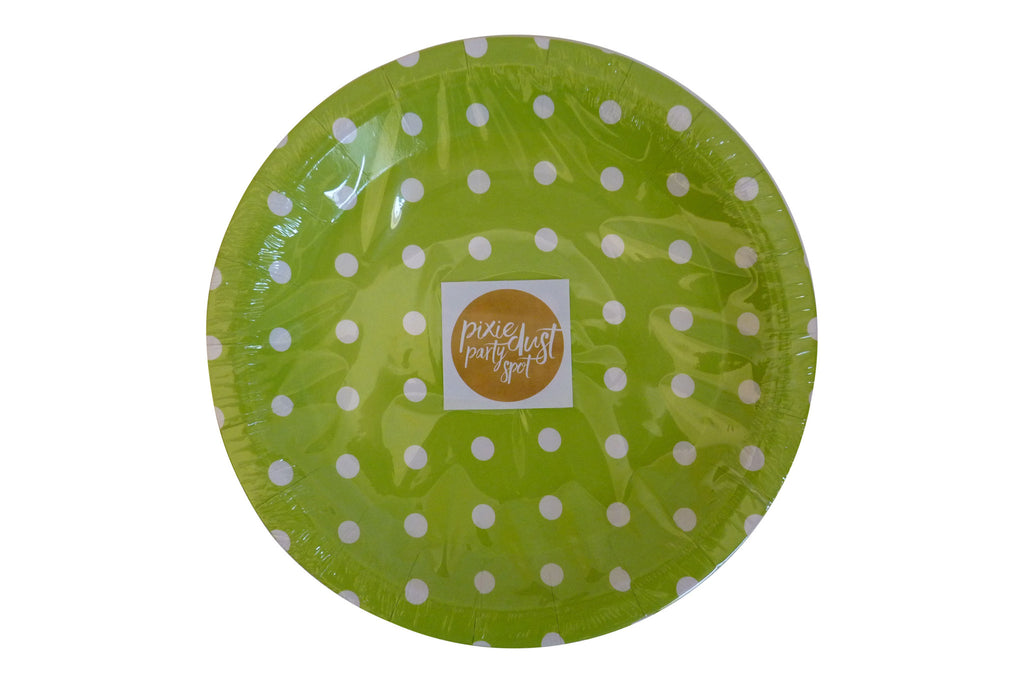 Lime Green Polka Dot Plates