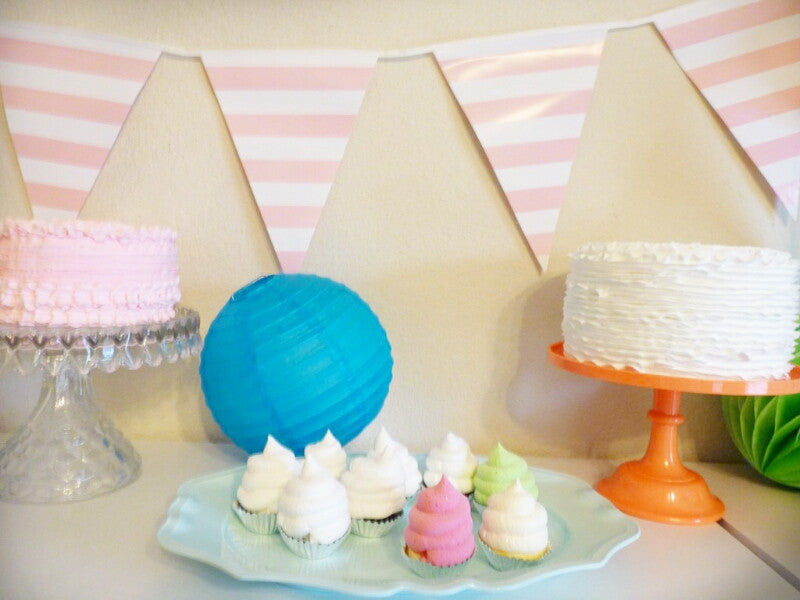 Pink and White Striped Banner for Pink Party Supplies and Decorations
