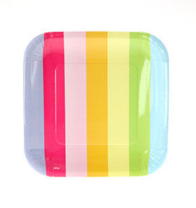 Rainbow Striped Square Plates
