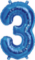 Blue 3 Number Balloon