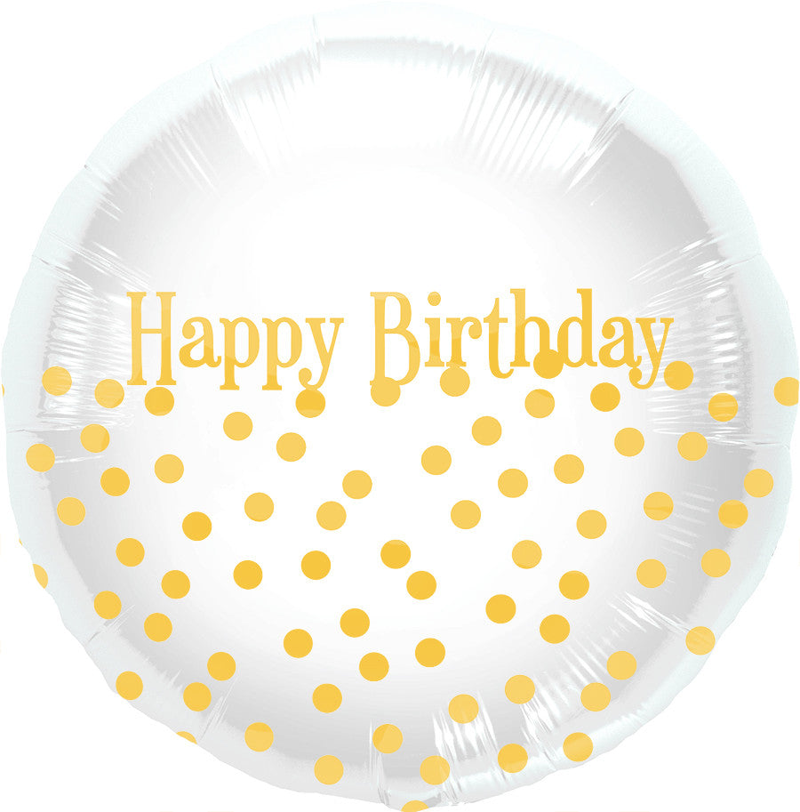 Gold Dot Happy Birthday Foil Balloon