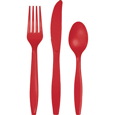 Red Fork Knife and Spoon