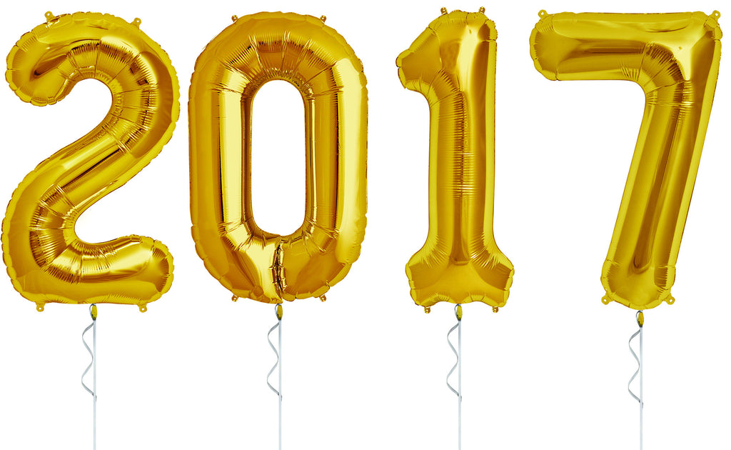 Gold Jumbo 2017 Number Balloons for New Year's or Graduation