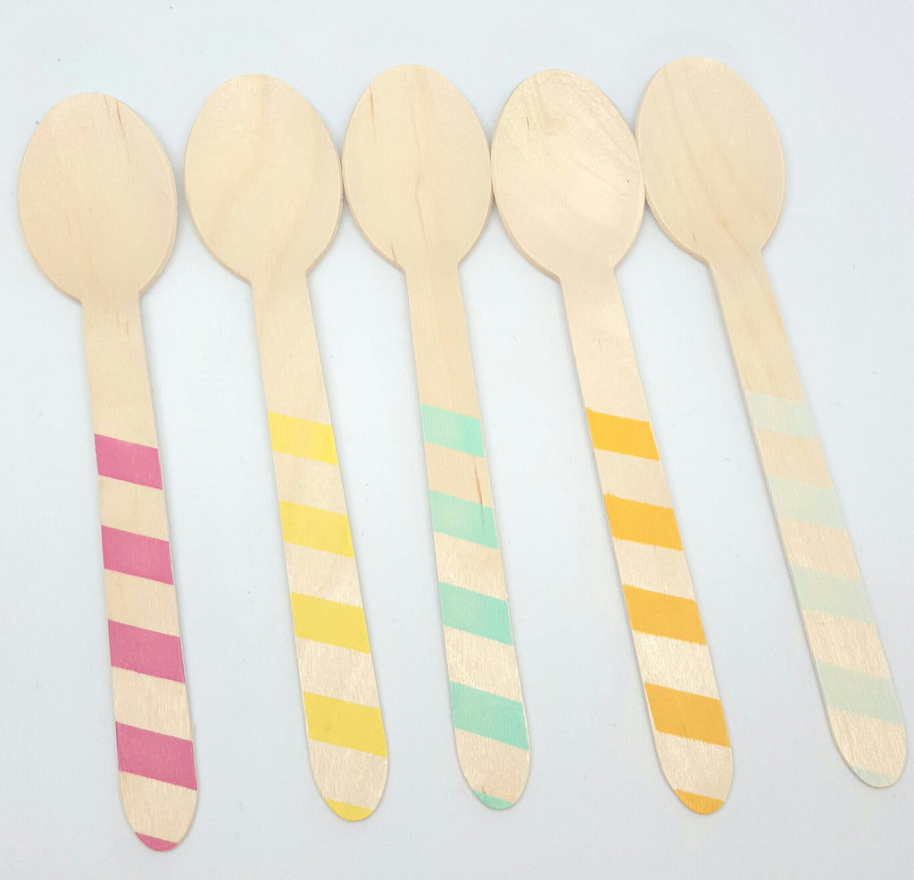 Bright Striped Wooden Spoons