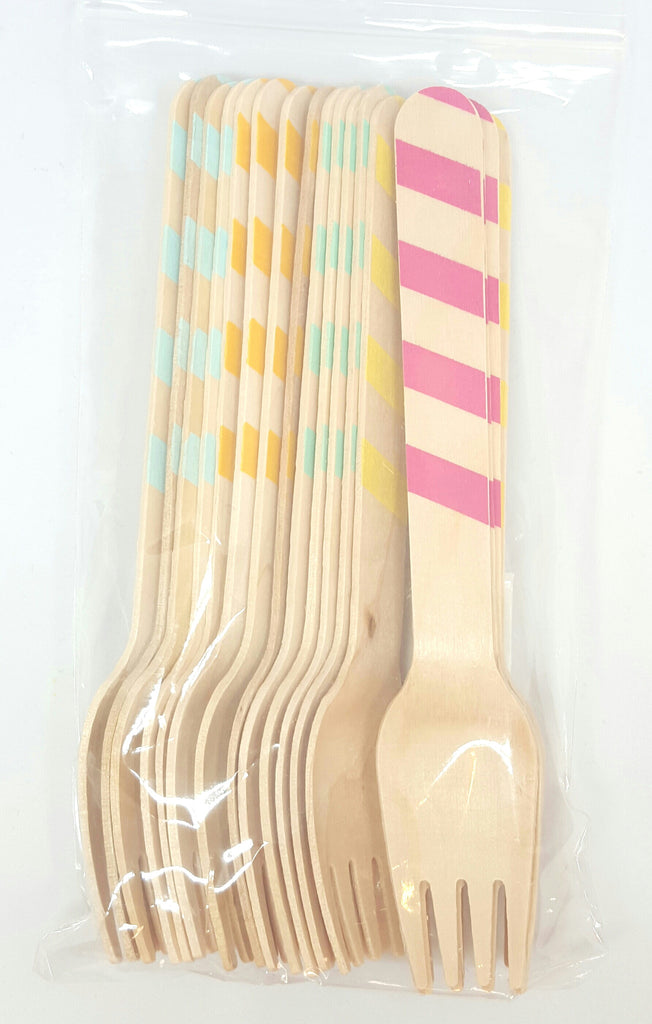 Bright Striped Wooden Forks