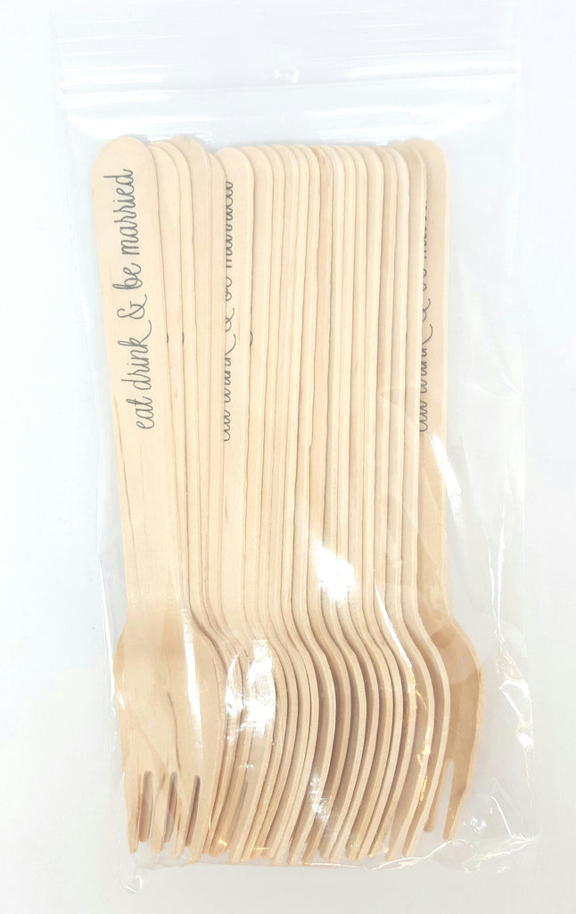 Eat Drink and Be Married Wooden Forks