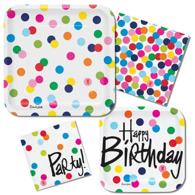 Happy Birthday Rainbow Polka Dot Plates