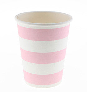 Pink and White Striped Cups