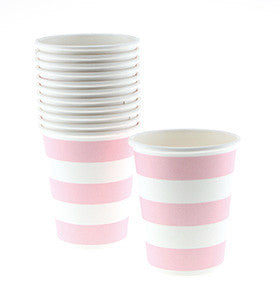 Pink and White Striped Cups