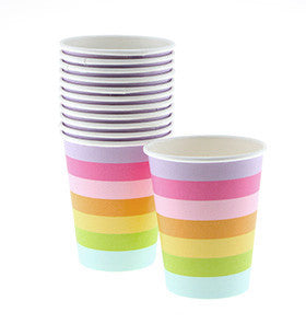 Rainbow Striped Cups