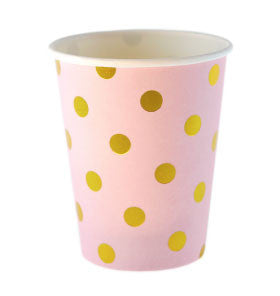 Pink and Gold Polka Dot Cups