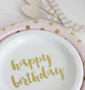 Gold Happy Birthday Plates