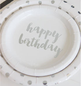 Silver Happy Birthday Plates