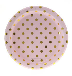 Pink and Gold Polka Dot Plates