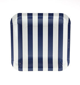 Navy Square Striped Plates