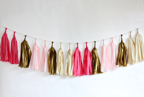 Pink and Gold Tassel Banner