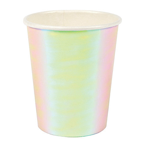 Iridescent Party Cups for a Glam Mermaid Birthday Party