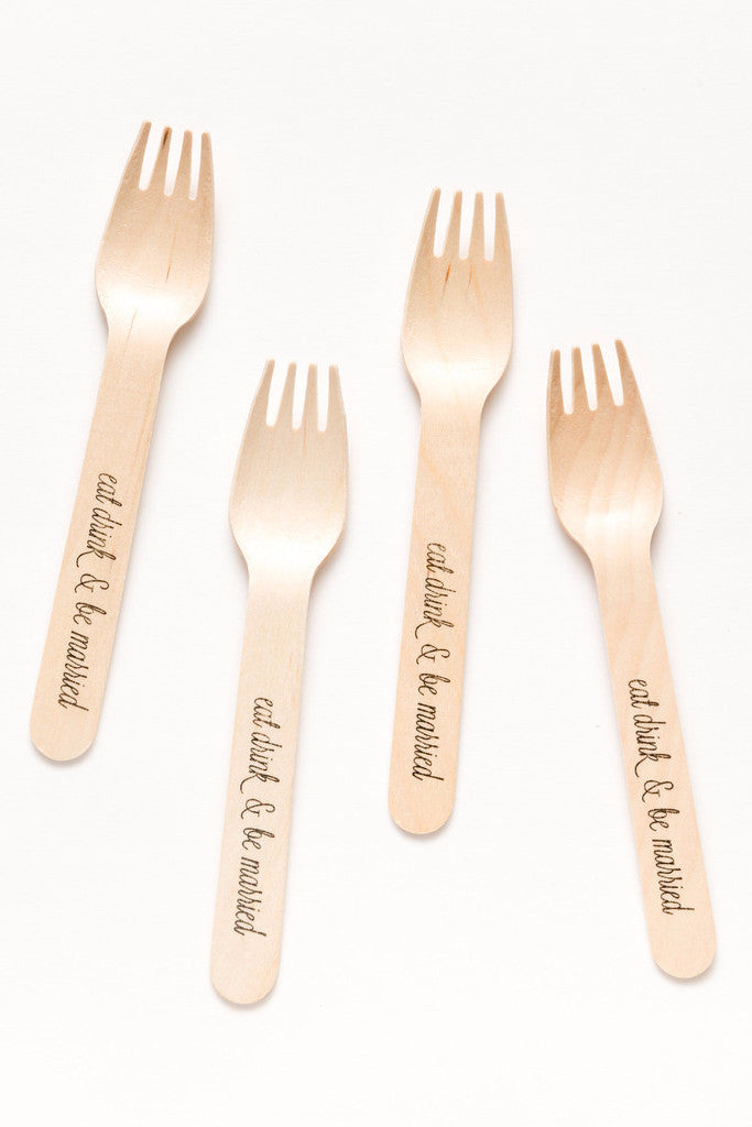 Eat Drink and Be Married Wooden Forks