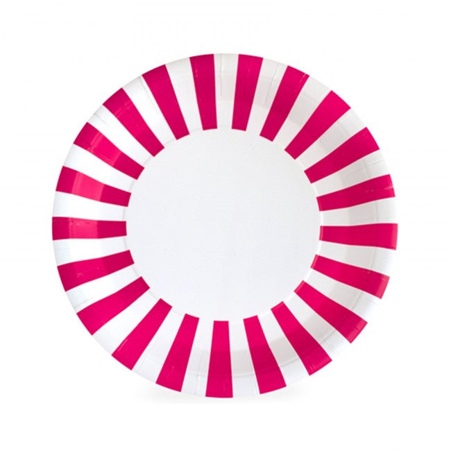 Hot Pink Striped Plates